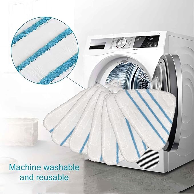 8 Pack Reusable Mop Pads Compatible with True & Tidy STM-500, STM-700 Steam Mops, Refills for Turonic ST3 Steam Mop Microfiber Washable Pads, Cloths for Floor Cleaning, Scrubbing and Floor Caring
