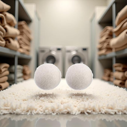 2 pcs White no Pattern Reusable Wool Dryer Balls Fabric Softener Ball Wool Laundry Ball Reducing Clothing Wrinkles,Saving Drying Time and Fabric Fluffier Dryer Balls Laundry