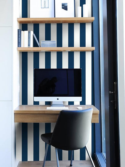 Guvana 118"x17.7" Blue and White Striped Contact Paper Navy Blue Peel and Stick Wallpaper Modern Removable Wallpaper Self-Adhesive Wall Paper for Accent Wall Countertop Shelf Drawer Decor