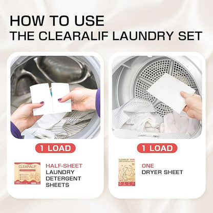 CLEARALIF All in One Laundry Detergent Sheets Kit, Magnolia Scent, 160 Loads Laundry Sheets + 160 Drying Sheets, Laundry Set Great for Travel, Softener Sheets Eco Package Friendly & Hypoallergenic