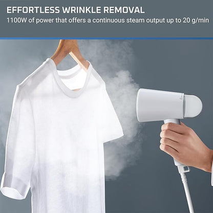 Rowenta Travel Steam Handheld Steamer 2.3 Oz Tank Capacity, Foldable,Easy Steam, Effortless wrinkle removal, 1100 watts Portable, Ironing, Fabric Steamer, Vacation Essentials, Gray, DR1011