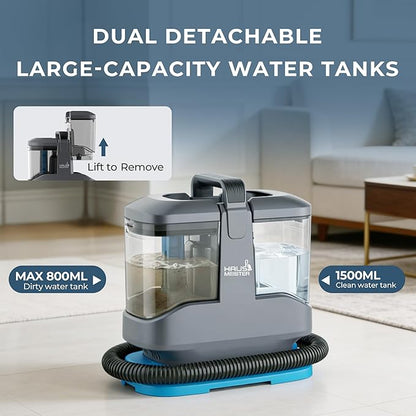 Hausmeister Hydroflex Pro Portable Carpet Cleaner and Pet Stain Remover, Upholstery Spot Cleaner Machine for Couch, Car Interior, Deep Cleaning Vacuum (Machine + 1 Solution & multi attachments)