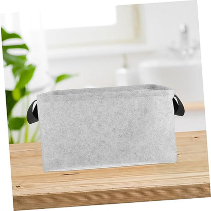 MAGICLULU Reusable Felt Storage Basket with Handles Medium Gray Laundry Hamper and Organizer Thick Material Washable and Portable Storage Box for Clothes and Items