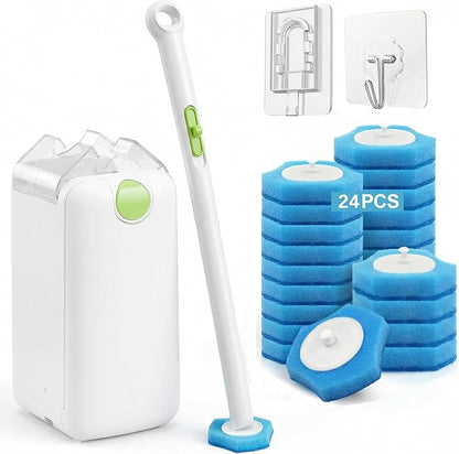 Disposable Toilet Brush, Toilet Bowl Cleaner with 24 Upgraded Cleaner Refills, Wall Mounted Toilet Brush and Holder Set, Bathroom Cleaning System for Bathtub Sink Wash Basin