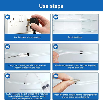 5 Pcs Refrigerator Drain Cleaning Tool Kit Long Tube Brush Cleaner, Fridge Waterline Buddy For Refrigerator, Water Line Cleaner, Reusable Fridge Water Line Kit for Refrigerator Drain Holes