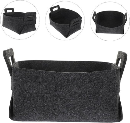 iplusmile Foldable Laundry Basket Organizer with Handles Felt Storage Bin for Dirty Clothes Household Items Sturdy Collapsible Hampers for Bedroom Nursery Closet Deep Gray