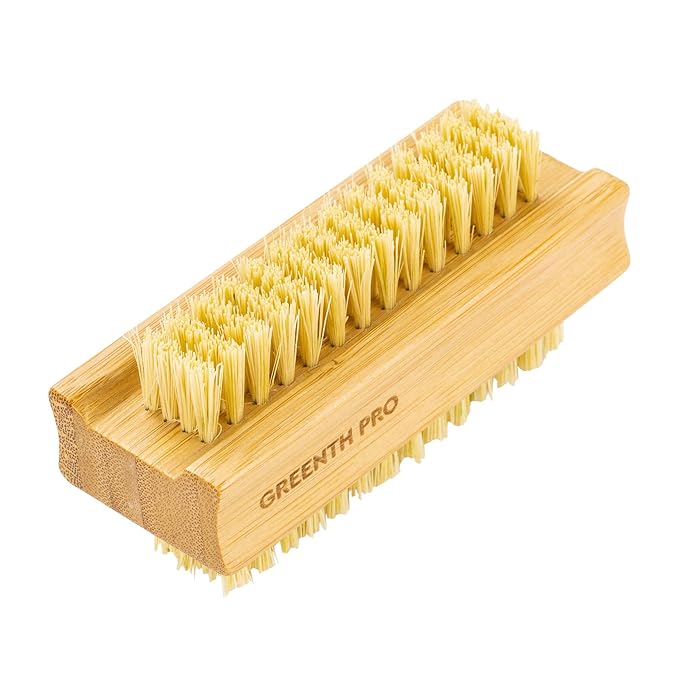Bamboo Nail Brush，2PCS Two-side Firm Nature Wooden Sisal Scrub Brush for Toes and Nails,Cleaning Nail Brush