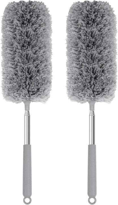 Mini Microfiber Duster for Cleaning, Hand Duster with Extension Pole, Washable Small Duster for Car Interior, Office, Furniture