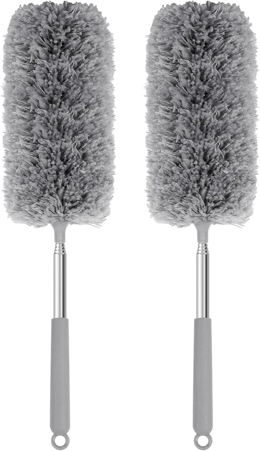 Mini Microfiber Duster for Cleaning, Hand Duster with Extension Pole, Washable Small Duster for Car Interior, Office, Furniture
