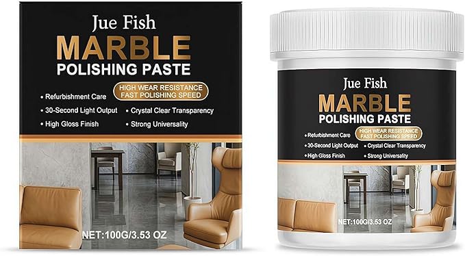 Marble Polishing Paste, Professional Granite & Quartz Cleaner & Sealer for Countertops, Floors, and Walls - Stone Protector with Water Stain & Fingerprint Resistance, 100g ﻿