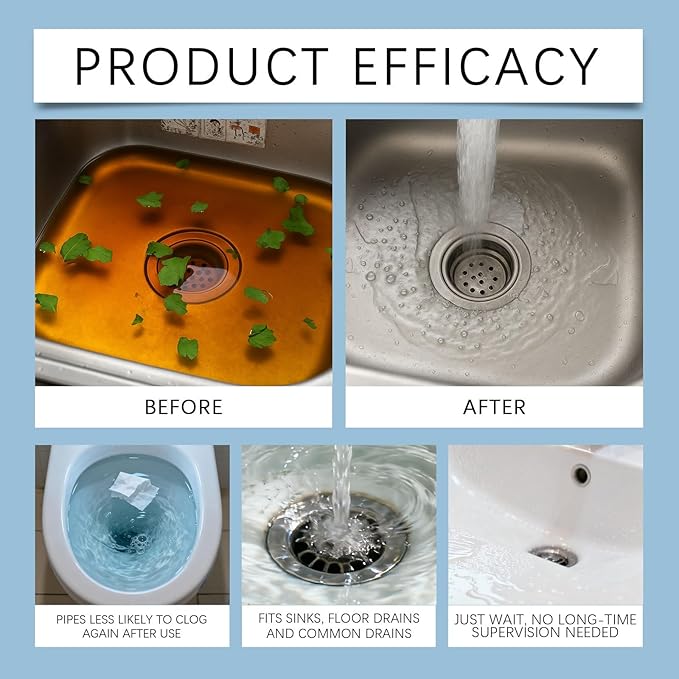 Drain Clog Remover, Powerful Pipe Dredging Agent, Sink & Drain Cleaner Powder, Dredging Agent for Kitchen Toilet Pipeline Quick Cleaning Tool (3)