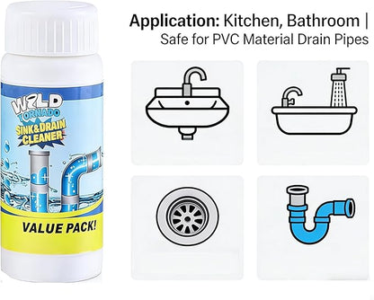 Wild Tornado Powerful Sink and Drain Cleaner High Efficiency - Drain Clog Remover Kitchen Sewer Power Pipe Channel Powder (4)