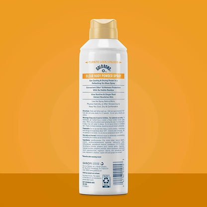 Gold Bond No Mess Clear Invisible Body Powder Spray, 7 oz., Absorbs Odor-Causing Sweat, Whole Body Deodorant Spray