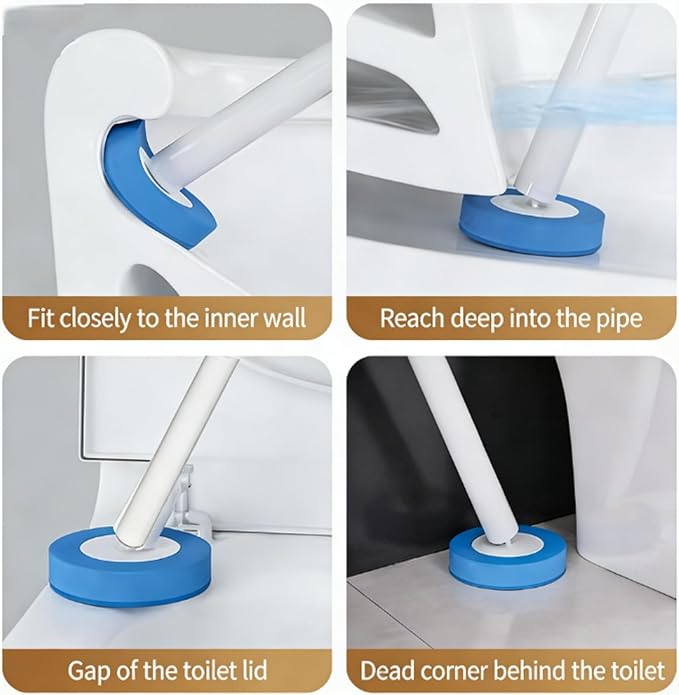 Disposable Toilet Brush and Holder Set with 64 Replacement Heads, Economical Home Toilet Cleaner Wand for Easy Refill Replacement, Compact Hygienic Toilet Bowl Brush for Family Bathroom