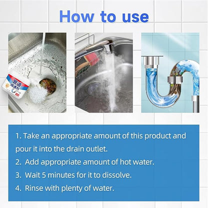 Drain Clog Remover- Sink Drain Clog Powder 260g Hair Cleaner Powder For Home Cleaning Grease And Leftovers Pipe Safe Solution Heavy Duty For Balcony, Kitchen