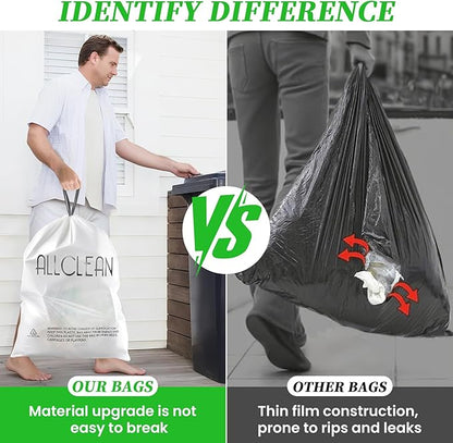 Trash Bags 13 Gallon Tall Kitchen Drawstring Garbage Bags,Fit 13 Gal Bins,Heavy Duty Tear&Leak Resistant Unscented Recyclable Trash Can Liners for Home Office Bathroom Garden Garage Outdoor