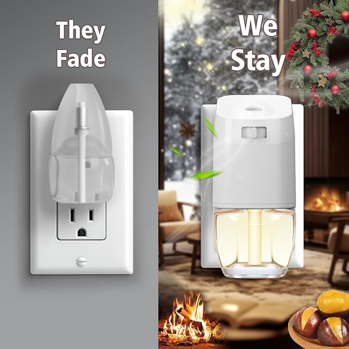 Plug In Refills Air Freshener, Winter Scents with Fireside Ember, Winter Morning, Roasted Chestnuts, Christmas Wreath - 12 Count, 7.92 Fl Oz - Compatible with Air Wick & Glade, Not Include Glade Plus