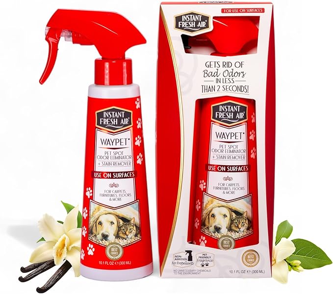 Waypet Pet Urine Enzyme Cleaner, Odor Eliminator & Stain Remover - Neutralizes Odors Fast & Cleans Stains from Cats & Dogs - Use on Carpet, Furniture, Floors - 10.1 Fl Oz