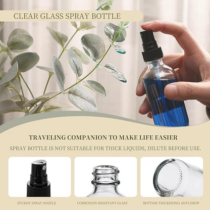 NOOEEISS Clear Glass Small Spray Bottles 2 oz 48 Packs,Fine Mist Sprayer Pretty Finish,Refillable Containers mini spray bottles for Cleaning Solutions and Skin Care (Clear 48Pack)