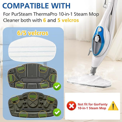 LINNIW 6 Pack Replacement Steam Mop Pads Compatible for PurSteam ThermaPro 10-in-1