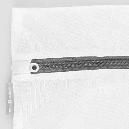 iDesign Mesh Laundry Bags with Built in Zipper for Cleaning Delicates– Set of 2, 1 Medium and 1 Large Bag, White