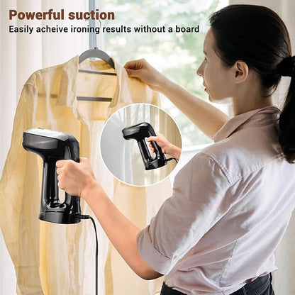 Vacuum Steamer for Clothes, 3200Pa Suction Handheld Clothes Steamer, Dual Mode, LED Display, Portable Travel Steamers for Clothes, Steaming & Ironing 2 In 1, 160ml Water Tank (for 110-120V) - Black