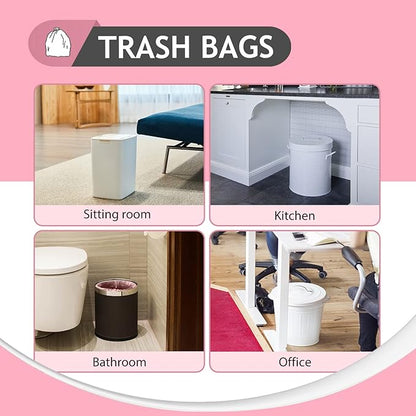 Teivio 2 Gallon 180 Counts Strong Trash Bags Garbage Bags, Bathroom Trash Can Bin Liners, Plastic Bags for home office kitchen, Pink