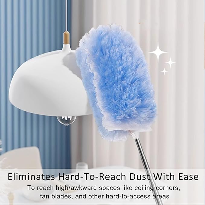 30 Count Duster Refills with Extension Pole, 360 Degree Disposable Dusters Refill Kit Compatible with Swiffer, 3.6FT Extendable Dusters for Cleaning Furniture, Blinds, Ceiling Fans, Walls
