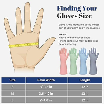 Rubber Kitchen Dishwashing Gloves - 3 Pairs Reusable Household Cleaning Gloves, Flexible and Durable & Non-slip Cleaning Gloves, Great for Kitchen, Bathroom, Laundry (Large, Pink+Blue+Grey)