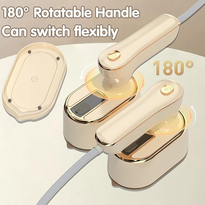 Travel Steamer Iron for Clothes Mini - Portable Ironing Machine Travel Small Size Portable Steamer Travel College Dorm Home Essentials (Beige)