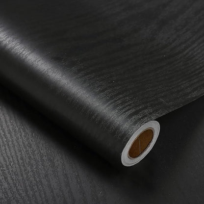 Heroad Peel and Stick Wallpaper Wood Contact Paper Wood Wallpaper Black Wood Grain Contact Paper Thicken Textured for Cabinets and Drawers Countertops Waterproof Self Adhesive Vinyl 23.6" x 197"