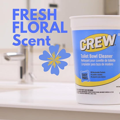 CREW CBD540731 Toilet Bowl Cleaner Easy Paks, Packets Foam & Dissolve to Leave Toilet & Urinal Sparkling Clean, Fresh Floral Scent, Paks, 90-Count