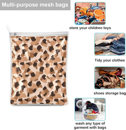 Mesh Laundry Bags Lingerie Bags for Washing Delicates 2 PCS Wash Bag with Zipper Small and Medium Washable Animal Prints