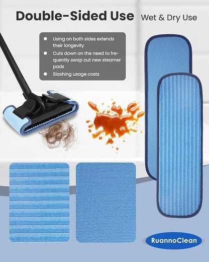 Steam Mop Replacement Pads Compatible with Wagner 915e Steam Cleaner for Home, Steam Cleaner Pads Compatilbe with TVD/STEAMBOT and Other Steamer Mop, Double-Sided Use Steam Pads (4 Pack)