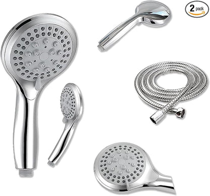 Shower Head - High Pressure 5 Setting Shower Heads, Multi-Functional Chrome Finished Bathroom Rainfall Shower Head With Handheld Spray & 5Ft Shower Hose For Luxury Shower Experience