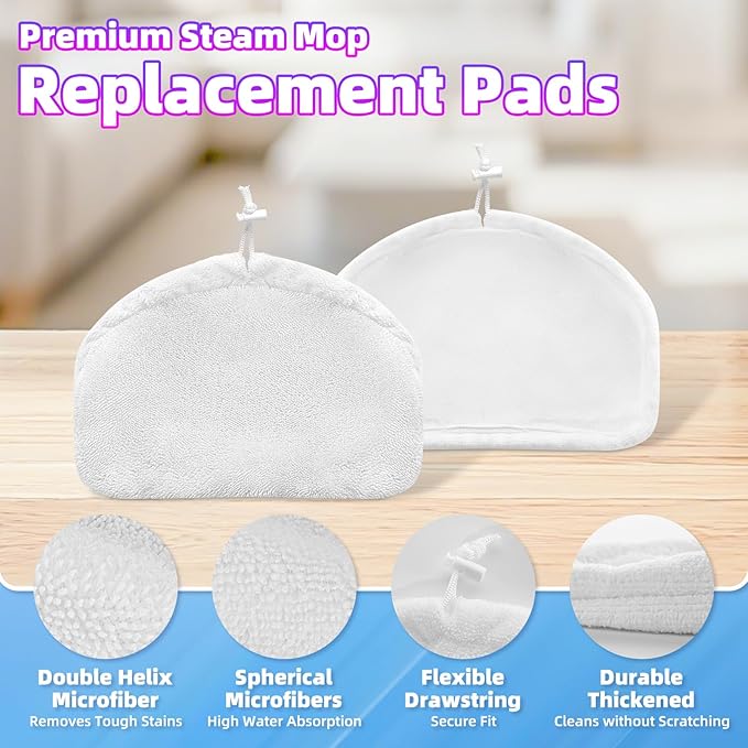 LOVECO 4 Pack Steam Mop Pads Compatible with Kenmore SM2060 S200 Series Steam Mop and Bissell Powerfresh Steam Mop, Widely Compatible Washable Steam Mop Replacement Pads for Scratchfree Floor Cleaning
