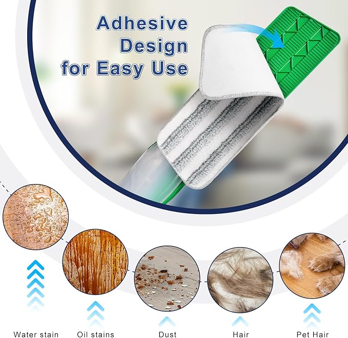 DOCXCDO 10 Count Microfiber Mop Pads for Bona,Rubbermaid Reveal,Libman and All Other 13"-15"Spray Mops,16.5''x5.5''Spray Pads Refills for Wet/Dry Floor Cleaning