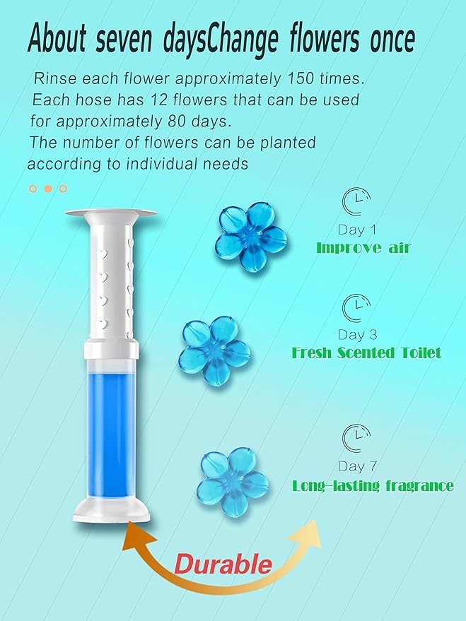Toilet Bowl Cleaner Gel Stamps, 9 Scents with Flower Design, 117 Uses, Ocean Lavender Jasmine Lemon Osmanthus Mixed Fragrances (9)