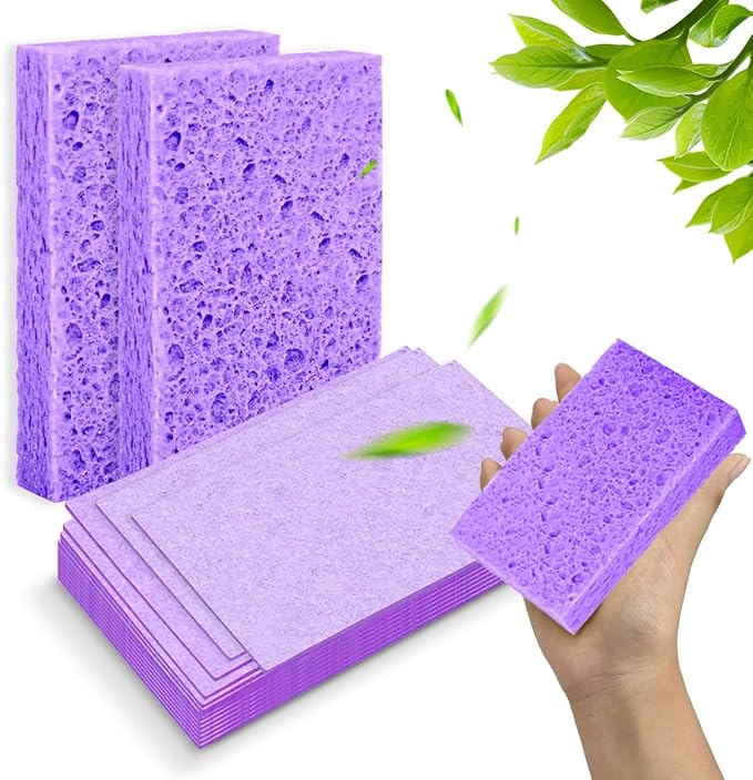 6 - Pack Non-Scratch Scrub Sponges - Sponges for Dishes and Washing Dishes, Cleaning Sponges for Kitchen Home Office, Magical 3D DIY Art and Craft Suppliers（Purple）