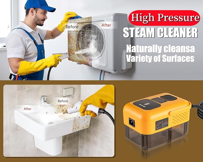 Steam Cleaner for Home, Handheld 2500W High Pressure Steamer for Cleaning, 9-Level Multipurpose Steam Cleaner for Car Detailing Floor Upholstery Kitchen Bathroom Grout Tile, 14 Accessories