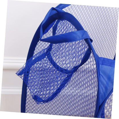 Foldable Laundry Hamper Basket Blue Mesh Dirty Clothes Organizer for College Dorm Easy Open Design Portable Laundry Bag for Home Use Toy Storage