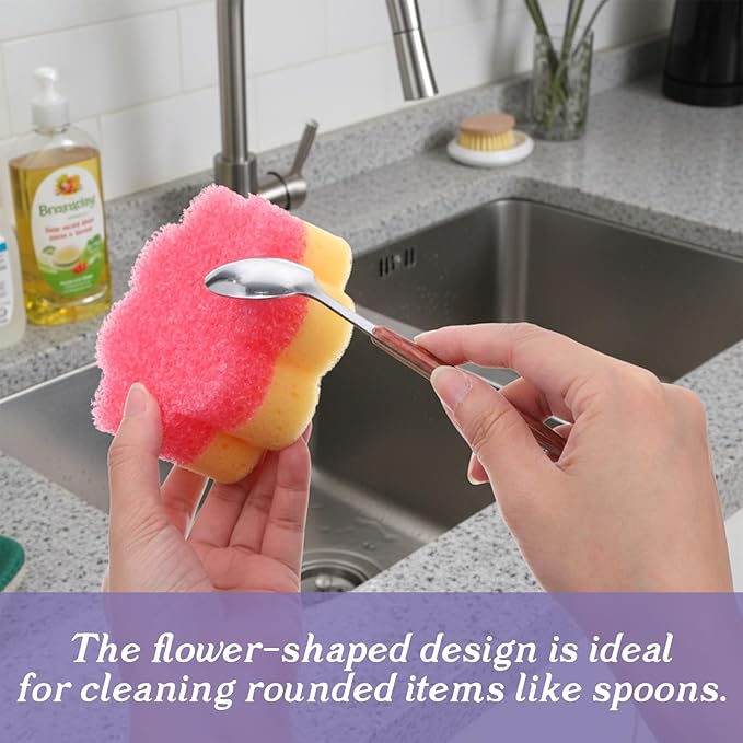 4 Colorful Scrub Sponge Dual-Sided Dish Sponges for Scrubbing Non-Scratch Cleaning Sponges Temperature Controlled Kitchen Sponge Multi Functional Cleaning Tools for Kitchen Bathroom Floor