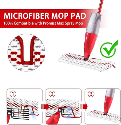 3 Packs Microfiber Spray Mop Pads Compatible with Promist MAX Reusable Spray Mop Refills for Oceda ProMist Dust Mop,Dual-Action Washable Flip Mop Pads Replacement for Dry Wet Floor Cleaning.