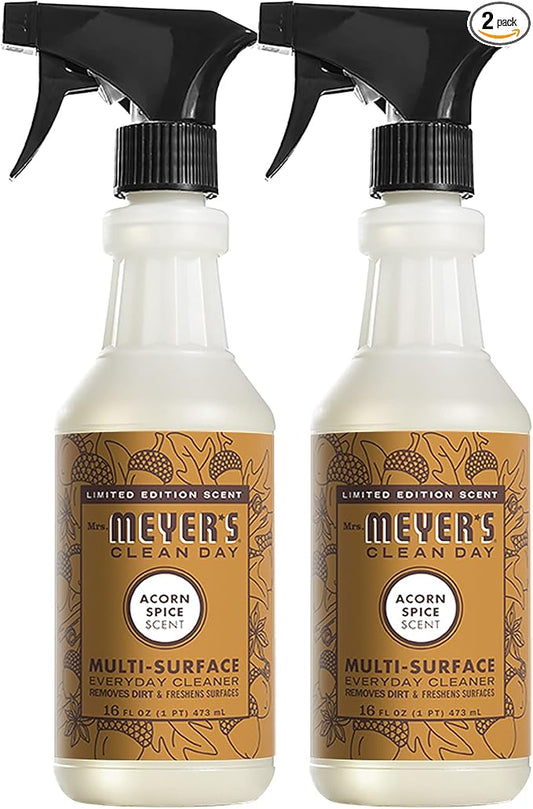 Mrs. Meyer’s Clean Day Multi Surface Everyday Cleaner, Acorn Spice Scent, Limited Edition Scent, Removes Dirt & Freshens Surfaces, 16 FL OZ Spray (Pack of 2)