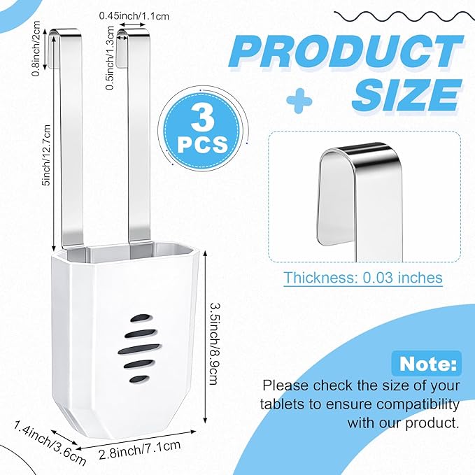 Sliner 3 Pcs Toilet Tank Cleaning Tablet Holder 3.5'' x 2.8'' x 1.4'' Hanging Toilet Tank Bleach Tablet Bracket Cleaner Carrier Prevents Flapper Jams & Residue, Extends Life of Cleaner Tablets