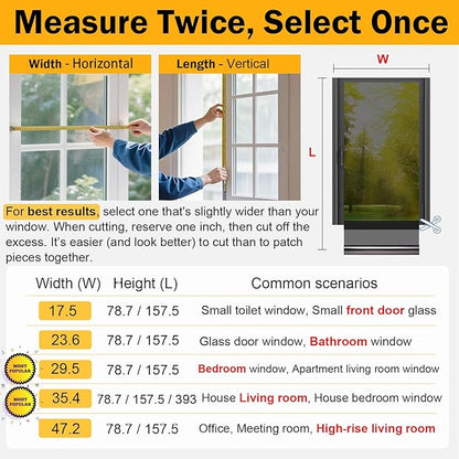 One Way Window Privacy Film See Out Not in, Window Tint for Home, Reflective Mirror Glass Windows Coverings Sun Heat UV Blocking, Silver, 17.5 Inch x 157.4 Inch