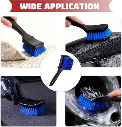 Car Carpet Cleaning Brush, Stiff Bristles Vehicle Wheel Hub Rims Wash Brush with Short Handle, Automotive Detailing Tire Cleaner, Universal for SUV Automobile Truck (Blue)
