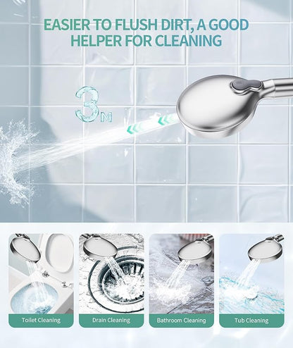 SR SUN RISE Filtered Shower Head with Handheld High Pressure 9 Spray Mode Showerhead Detachable Shower Head Water Softener Filters Beads for Hard Water Remove Chlorine 4 Filters Chrome