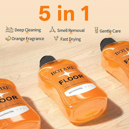 Floor Cleaner Liquid for Mopping, Household Deep Cleaning Solution for Wood,Hardwood,Tile,Laminate,Marble & Porcelain & Bathroom,Orange Scent,17.6 Fl Oz Each(2 Bottles+1 Cleaning Cloth)