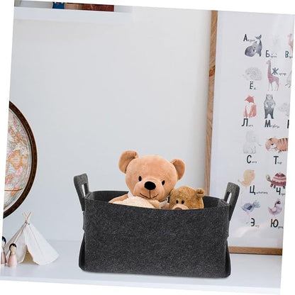 INOOMP Foldable Dirty Clothes Storage Basket Deep Grey Felt Laundry Hamper for Bedroom and Bathroom Large Capacity Organizer for Household Sundries